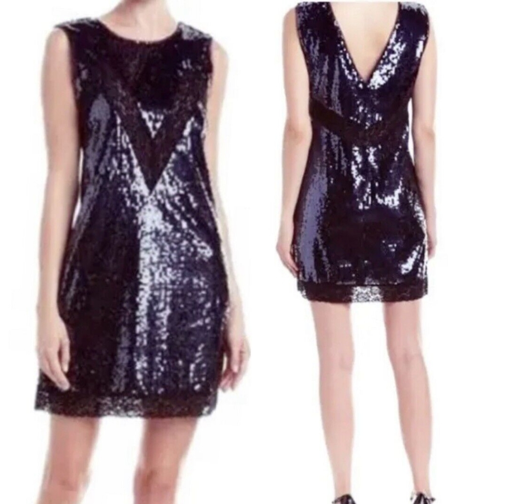 BCBGMaxazria | NWT Melly Sequin Dress Gun Metal Combo Large